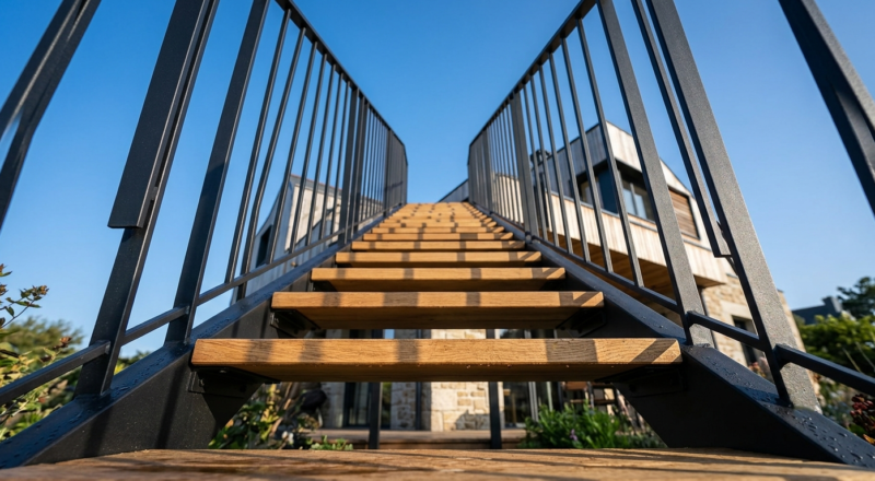 Escalier extérieur bois et acier à Binic BEC BOIS